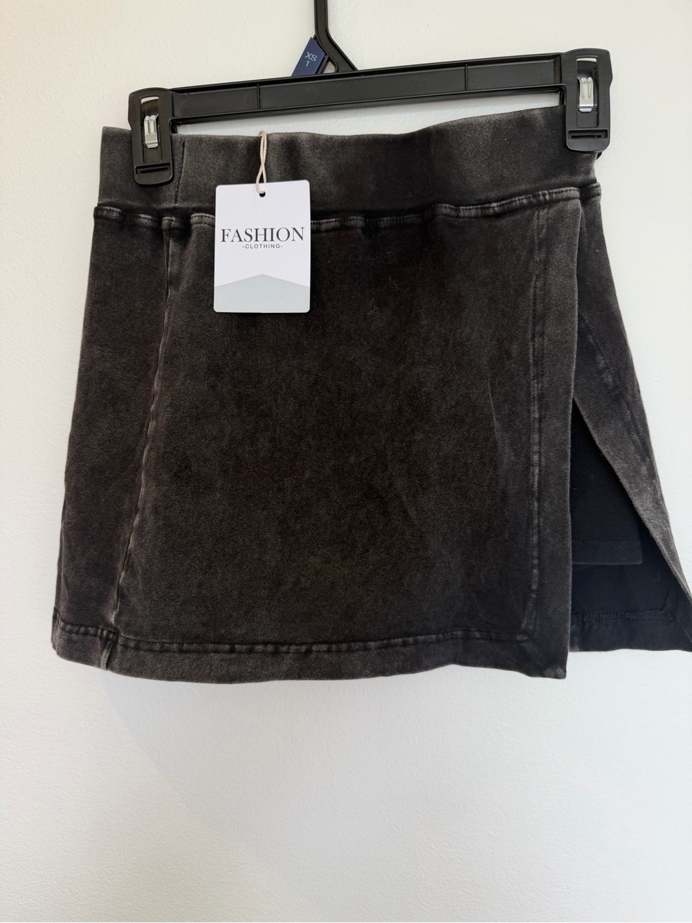 Washed Black Mini Skort with Side Slit